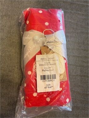Angel Dear Red and White Polka Dot Swaddle Blanket